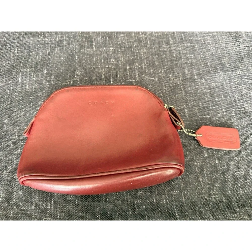 VTG Coach Legacy Red Leather Dome Cosmetic Pouch Case Bag